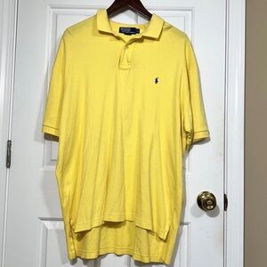 Polo Ralph Lauren Yellow Short Sleeve Blue Pony Preppy Polo Shirt Size XL